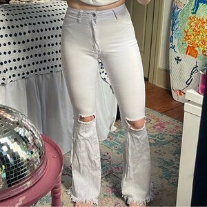 white boot cut jeans